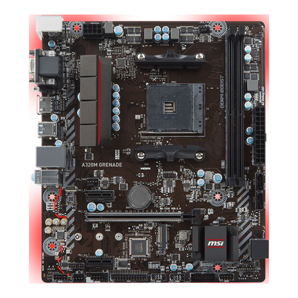 A Photo Of MSI A320M Grenade Motherboard - 911-7A39-009 | Reliable Performance with Advanced Connectivity