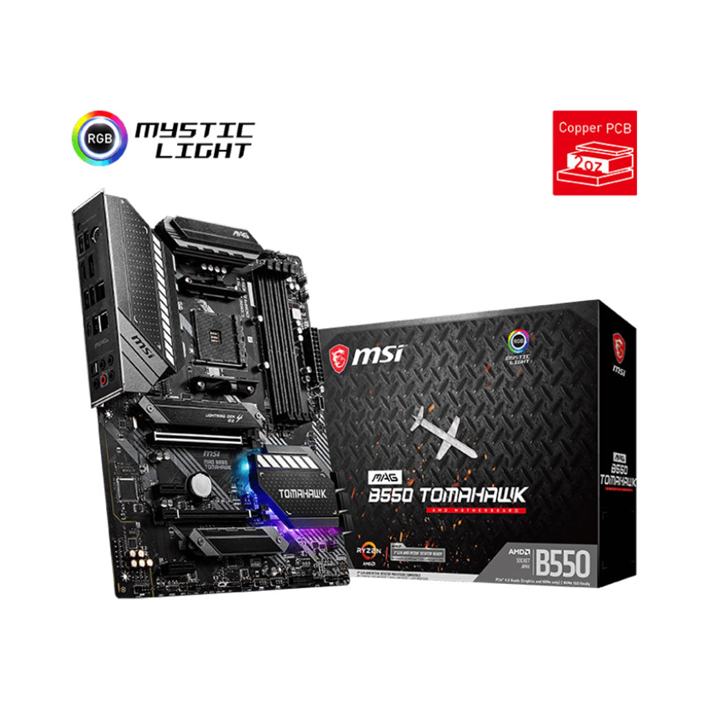 A Photo Of MSI MAG B550 Tomahawk Motherboard - 911-7C91-002 | High-Performance Gaming and Connectivity