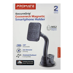 A Photo Of Promate SecureGrip Gooseneck Magnetic Smartphone Holder | MagMount-Pro – 360˚ Rotatable, N52 Magnets, Heat-Resistant Suction Cup