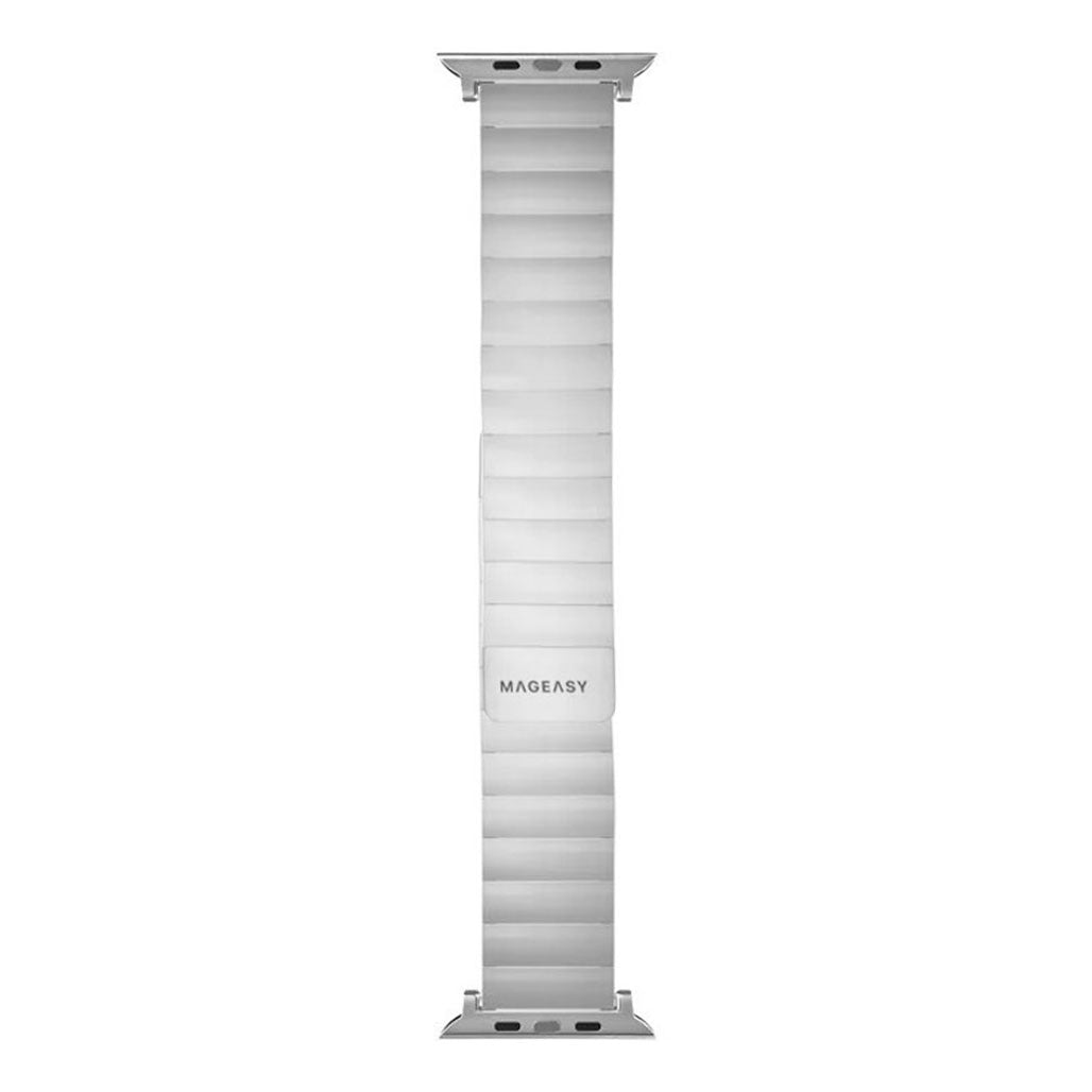 A Photo Of Mageasy Maestro Magnetic Stainless Steel Band for Apple Watch 42mm/44mm/45mm/49mm - Silver Chain Strap
