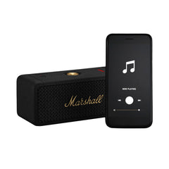 A Photo Of Marshall Emberton II Portable Waterproof Wireless Speaker - 20W, True Stereophonic Sound, IP67, 30-Hour Battery Life (Black & Brass)