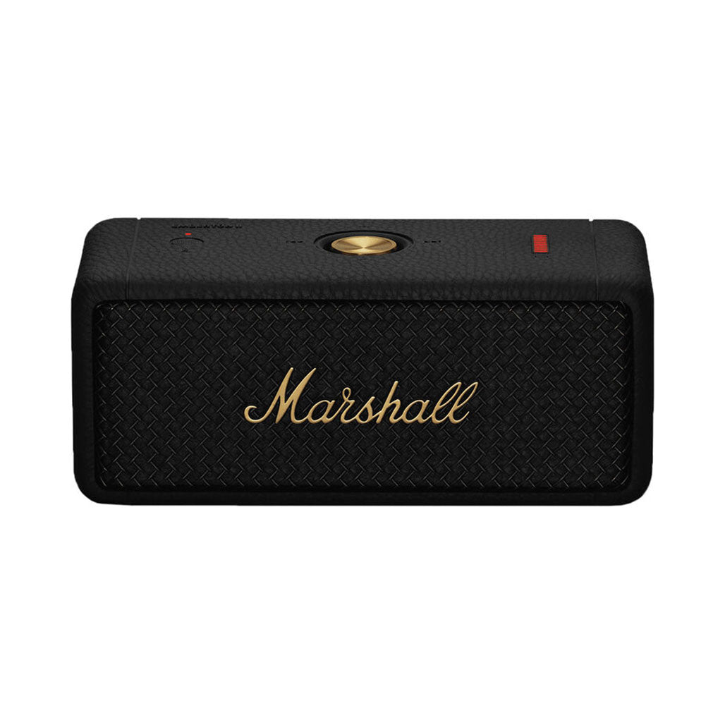 A Photo Of Marshall Emberton II Portable Waterproof Wireless Speaker - 20W, True Stereophonic Sound, IP67, 30-Hour Battery Life (Black & Brass)