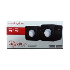 A Photo Of MicroKingdom R19 USB 2.0 Speaker with 3.5mm Audio Cable – High-Quality Desktop Sound