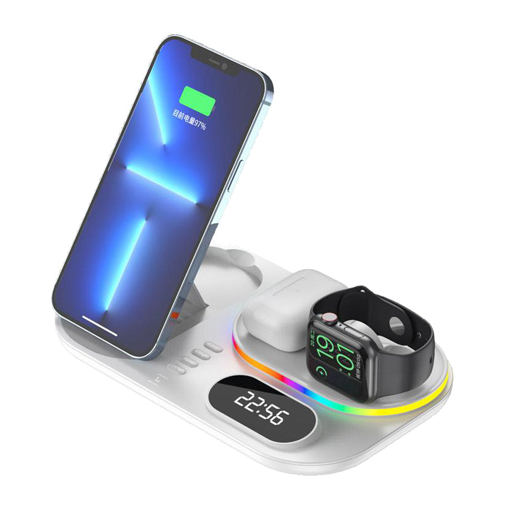 A Photo Of Moxom 4-in-1 Wireless Charging Station - 15W Fast Wireless Charger for Phones, Smartwatches, TWS Cases, and USB Devices