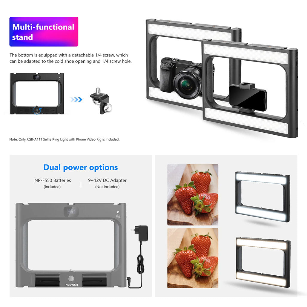 A Photo Of Neewer RGB-A111 RGB Rig Light Stabilizer with Adjustable Hue, Brightness, and Scene Modes