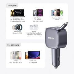 A Photo Of Anker Nano 75W USB-C Car Charger with Built-In Retractable Cable – High-Speed Charging for On-the-Go Power