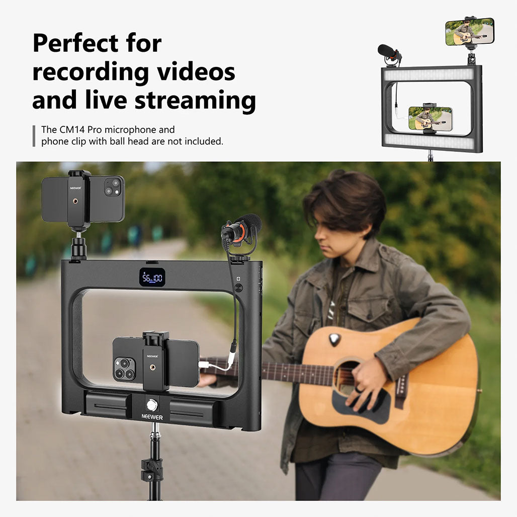 A Photo Of Neewer A111 Bi-Color Ring Light Stabilizer: Adjustable LED Light with Bluetooth Shutter for Smartphone and Camera Rig