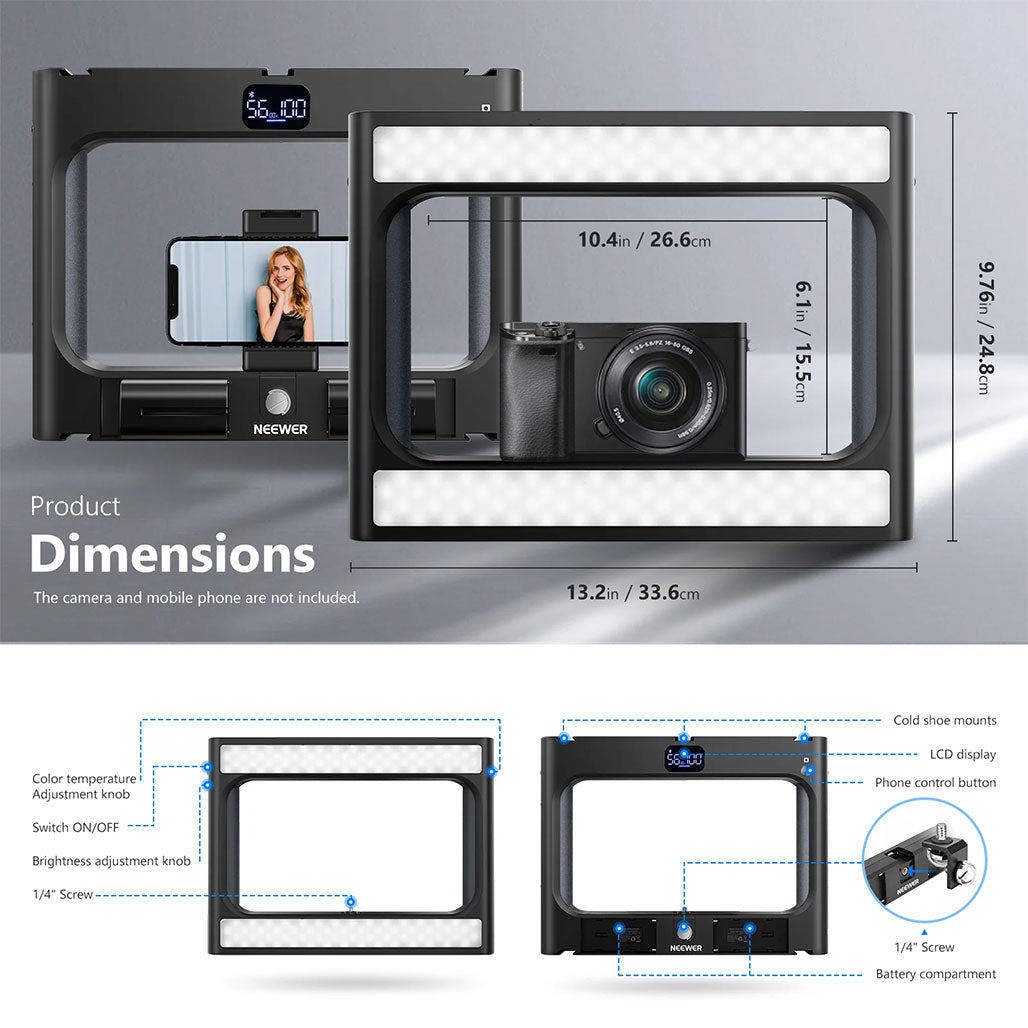 A Photo Of Neewer A111 Bi-Color Ring Light Stabilizer: Adjustable LED Light with Bluetooth Shutter for Smartphone and Camera Rig