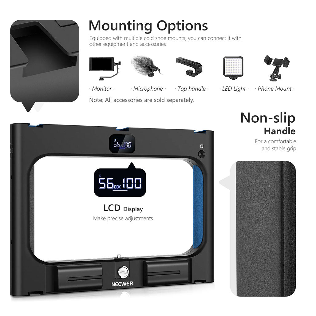 A Photo Of Neewer A111 Bi-Color Ring Light Stabilizer: Adjustable LED Light with Bluetooth Shutter for Smartphone and Camera Rig