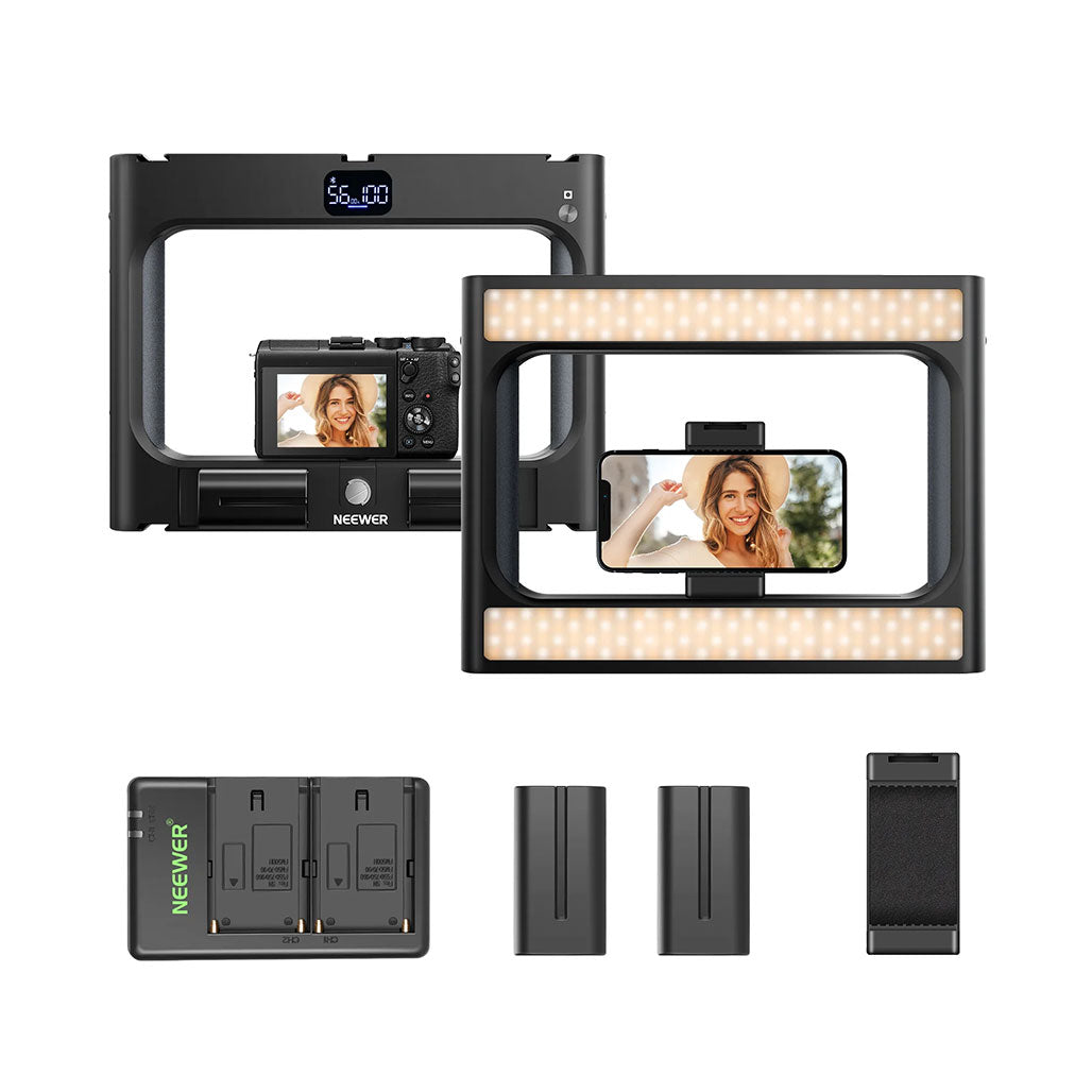 A Photo Of Neewer A111 Bi-Color Ring Light Stabilizer: Adjustable LED Light with Bluetooth Shutter for Smartphone and Camera Rig