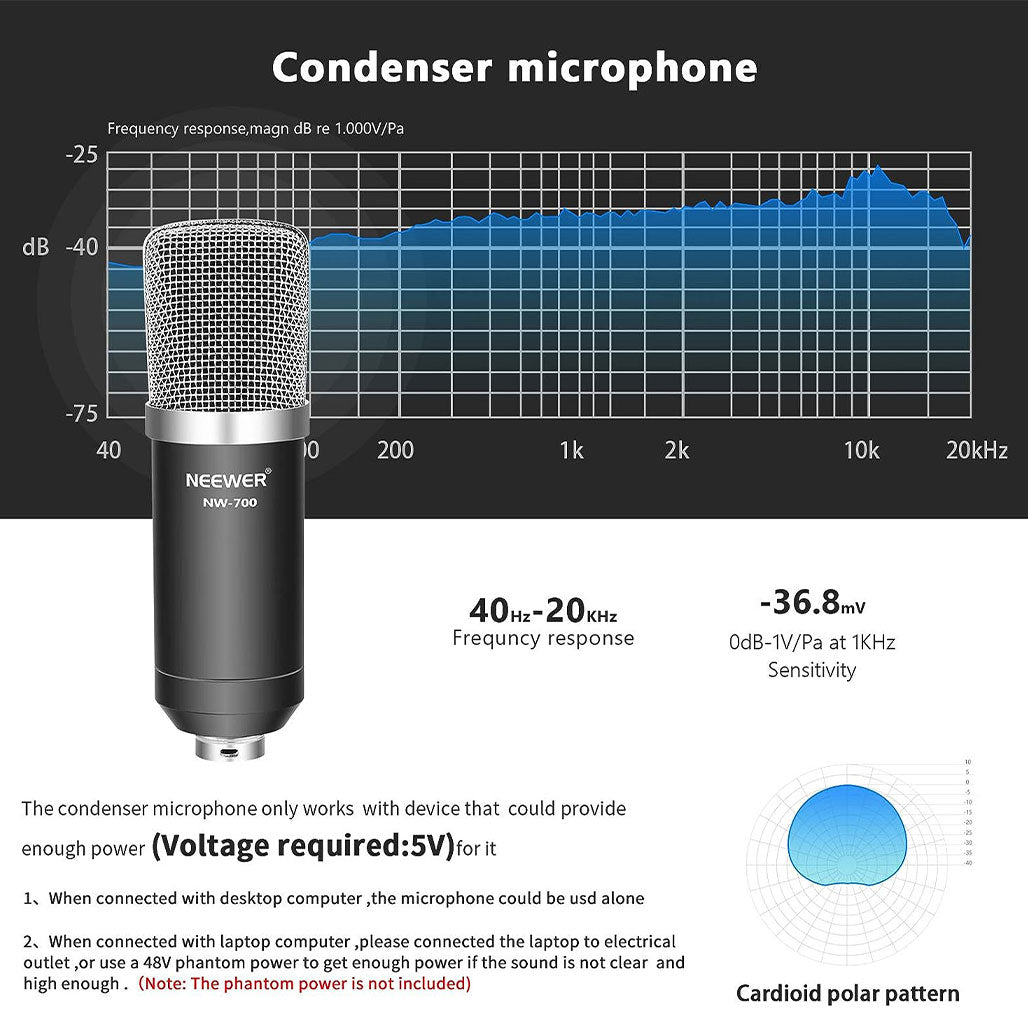 A Photo Of Neewer NW-700 Professional Studio Condenser Microphone Kit with NW-35 Adjustable Scissor Arm Stand and Shock Mount