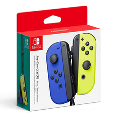 A Photo Of Nintendo Joy-Con (L/R) Blue and Neon Yellow Controllers