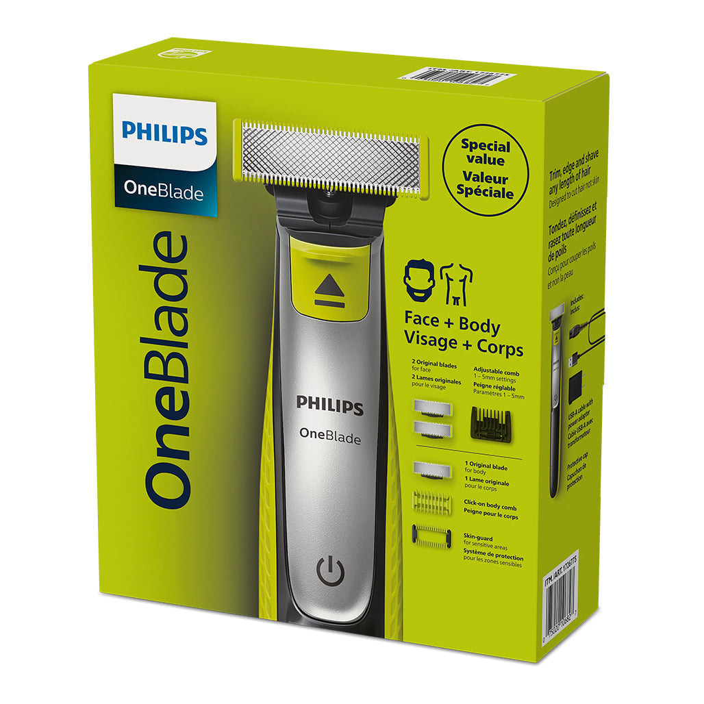 A Photo Of Philips OneBlade Face + Body – Trim, Edge & Shave Any Length of Hair with Precision