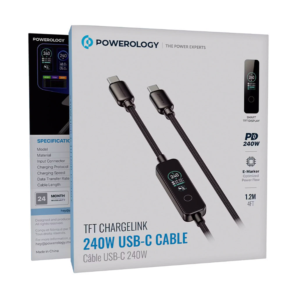 A Photo Of Powerology 240W C to C cable with TFT Display