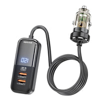 Porodo 120W Transparent Multi Port Car Charger with Rear Expansion - Black