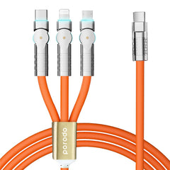A Photo Of Porodo PD100W 3-in-1 Cable 180 Degrees Rotation: 1.2M - Orange