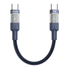 A Photo Of Porodo Braided 60W PD C to C Fast Charging Cable with Transparent Head 35cm