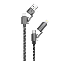 Porodo 4-in-1 Aluminum Fast Charging Cable | USB-C & USB-A to Type-C & Lightning - Black