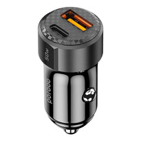Porodo 50W Dual Port Car Charger PD 20W QC 30W - Black
