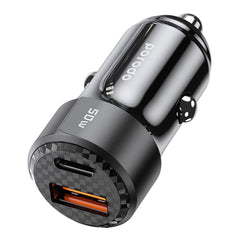 A Photo Of Porodo 50W Dual Port Car Charger PD 20W QC 30W - Black