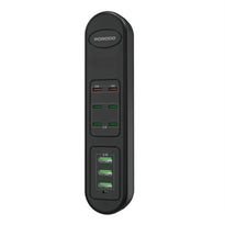 Porodo 50W Multi-Port USB Charging Hub - 9-Port Fast Charger with 2 PD 20W Outputs - Universal 110-240V - Compact Black Charger for Home & Office