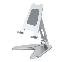 Porodo Silver Aluminum Mobile Stand for 4"–8" Phones – Foldable, Adjustable, Non-Slip