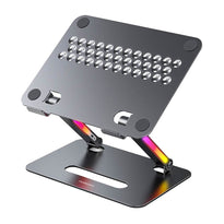 Porodo 17.3" Adjustable Aluminum Laptop Stand with RGB Lighting - Gray