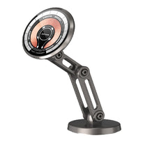 Porodo MagSafe Charging Transparent Phone Mount - Multi-Joint Rotating Design, 15W Wireless Charger, Strong Magnetic Hold - Black