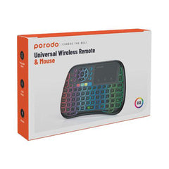 A Photo Of Porodo Universal Wireless Keyboard & Mouse with RGB Lighting – Bluetooth, 2.4GHz Connectivity, Integrated Mousepad, Rechargeable Battery, Dual Language Layout