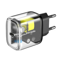 Porodo Transparent Quick Charger PD 30W EU - Fast Charging with Overheat Protection