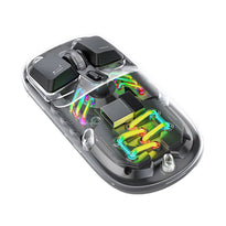 Porodo Transparent Dual-Mode Wireless Mouse with RGB Lighting and Adjustable DPI - 2.4G & Bluetooth Connectivity