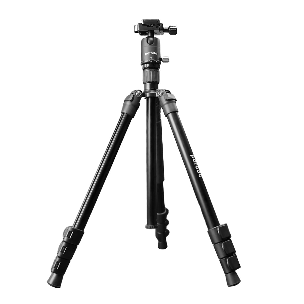 A Photo Of Porodo Professional Aluminum Tripod with Ballhead | PD-TRPBAL-BK