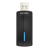 Porodo Dual Band WiFi 6 USB Adapter with USB A to Type-C Converter - 1800Mbps High-Speed Wireless Connectivity, Dual-Band Antenna, and Advanced Security for Windows