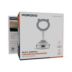 A Photo Of Porodo Multi-Surface Vacuum Suction Mount 360° Rotating Base - White