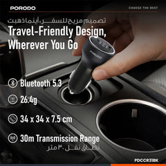 A Photo Of Porodo Velano Car Charger with Dual USB-C Ports
