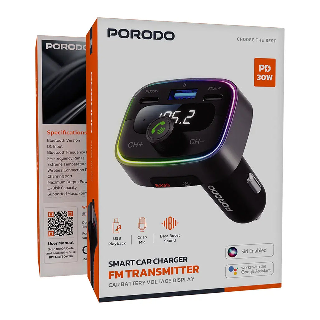 A Photo Of Porodo Smart Car Charger FM Transmitter