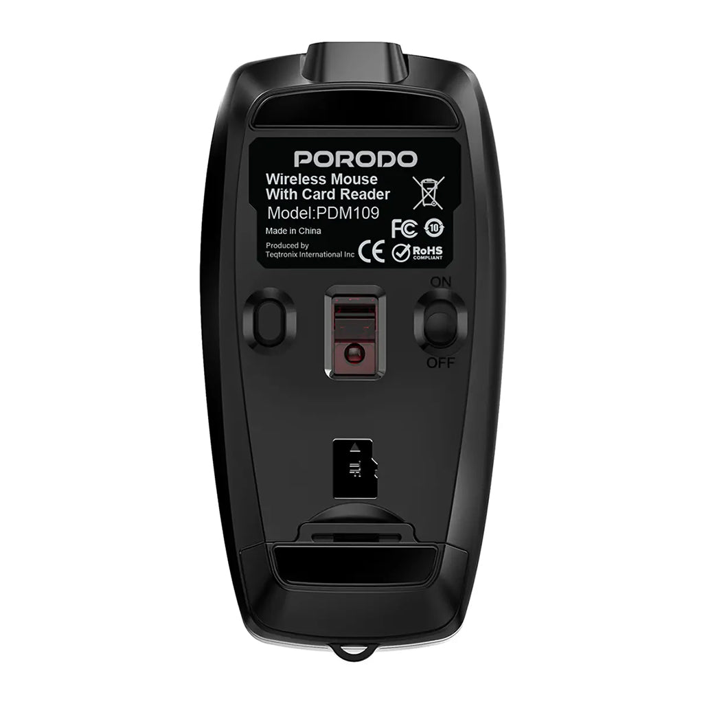 A Photo Of Porodo 1600DPI Wireless Mouse with Card Reader