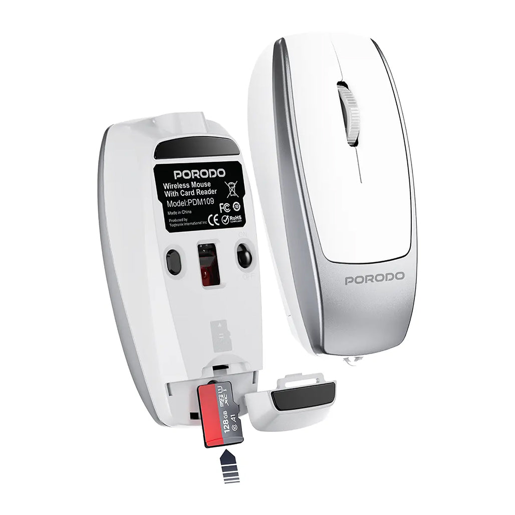 A Photo Of Porodo 1600DPI Wireless Mouse with Card Reader