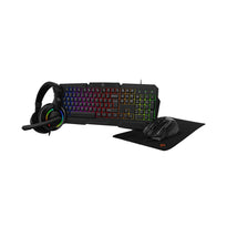 Porodo Gaming 4-in-1 Combo Set – Keyboard, Headset, Mouse, and Mousepad with RGB Lighting - Black