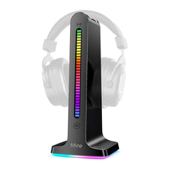 A Photo Of Porodo PDX528 Gaming RGB Dynamic Sound Lighting Headphone Stand with Cable Storage 300mAh - Black