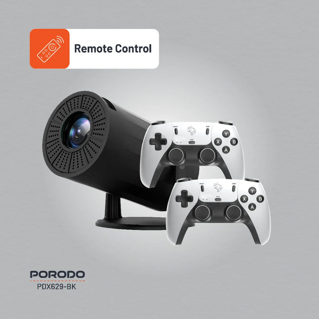 A Photo Of Porodo Gaming Projector with Wireless Controllers - Black | 130