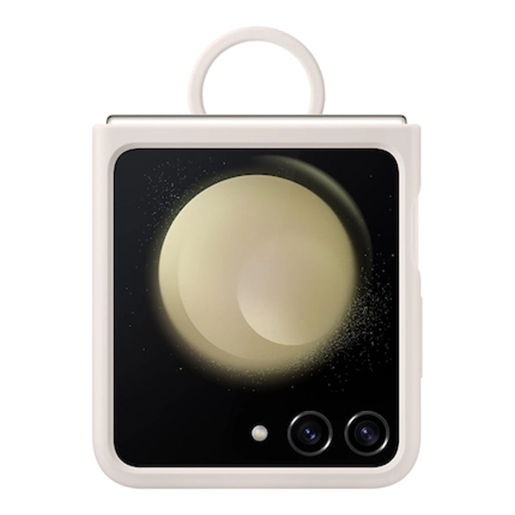 A Photo Of Samsung Galaxy Z Flip5 Silicone Case with Ring, Cream EF-PF731TUEGUS | Eco-Friendly, Stylish Protection