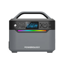 Powerology 120000mAh Portable Power Generator, 384Wh 600W with Fast Charging and Solar Input – Black