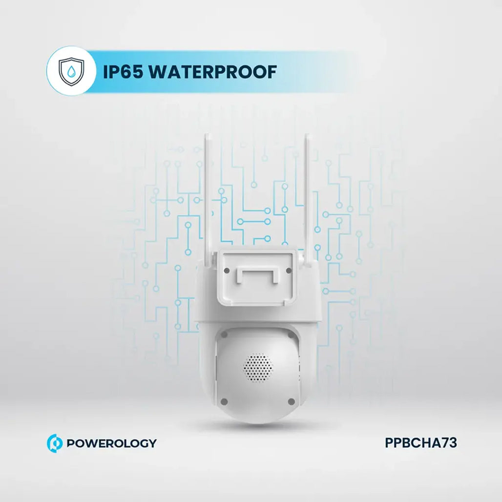 A Photo Of Powerology Built-In Solar Pan & Tilt Outdoor Camera – High-Resolution, Eco-Friendly Security Solution