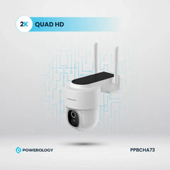 A Photo Of Powerology Built-In Solar Pan & Tilt Outdoor Camera – High-Resolution, Eco-Friendly Security Solution