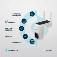 A Photo Of Powerology Built-In Solar Pan & Tilt Outdoor Camera – High-Resolution, Eco-Friendly Security Solution