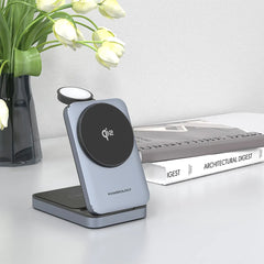 A Photo Of Powerology Qi2 Fast Charging Multi-Device Hub – Compact Wireless Charger for Apple Devices