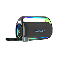 Powerology Deep Bass Party Speaker - 150W Bluetooth Speaker with Atmospheric Light, Power Bank Function, and 12-Hour Playtime – Black