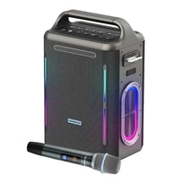 Powerology Karaoke Party Speaker - Silver, 250W RMS, Wireless Microphone, 20 Hours Playtime, Bluetooth V5.3