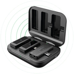 A Photo Of Powerology PWMIC2BK MFI Dual Connector Wireless Lavalier Microphone Set - Compatible with iPhone & iPad
